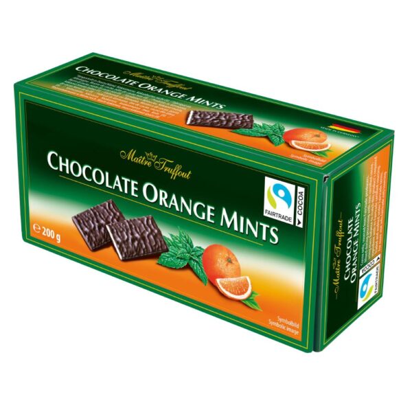 Ciocolata amaruie cu portocala si menta 200g
