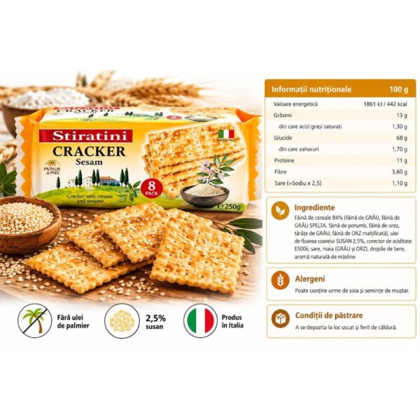 Biscuiti cu cereale si susan 250g