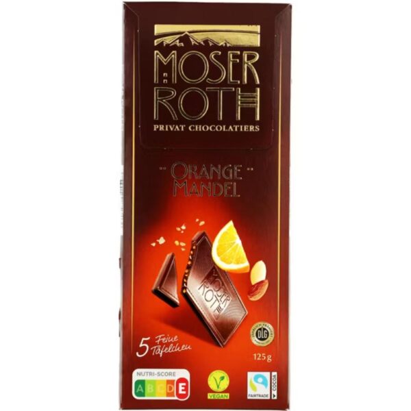 Ciocolata cu portocala si migdale 125g