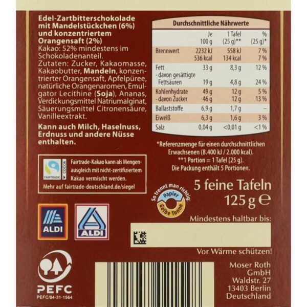 Ciocolata cu portocala si migdale 125g(a)