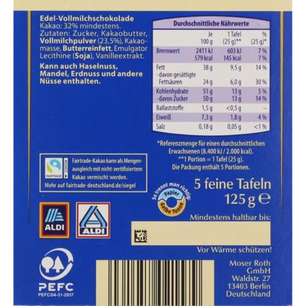 Ciocolata cu lapte Moser Roth 125g