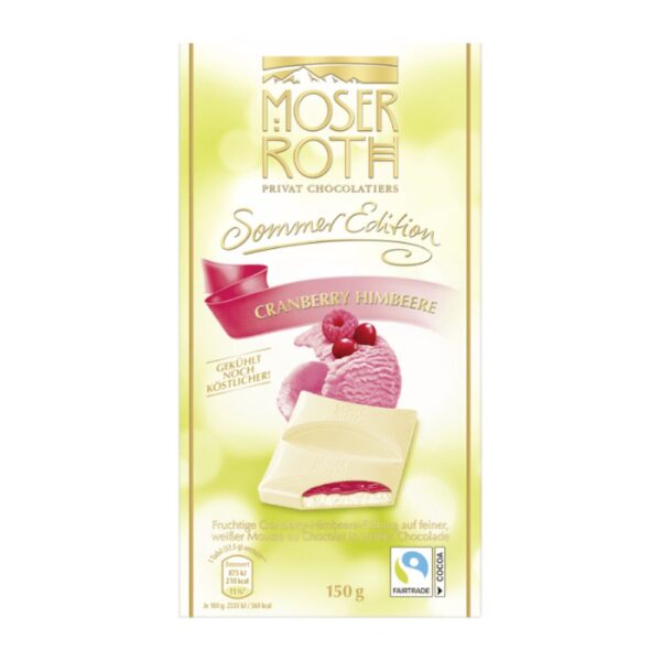 Ciocolata alba Moser Roth merisor zmeura 150g