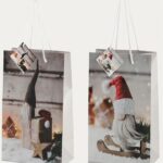 Punga cadou gnomi iarna 23x18cm