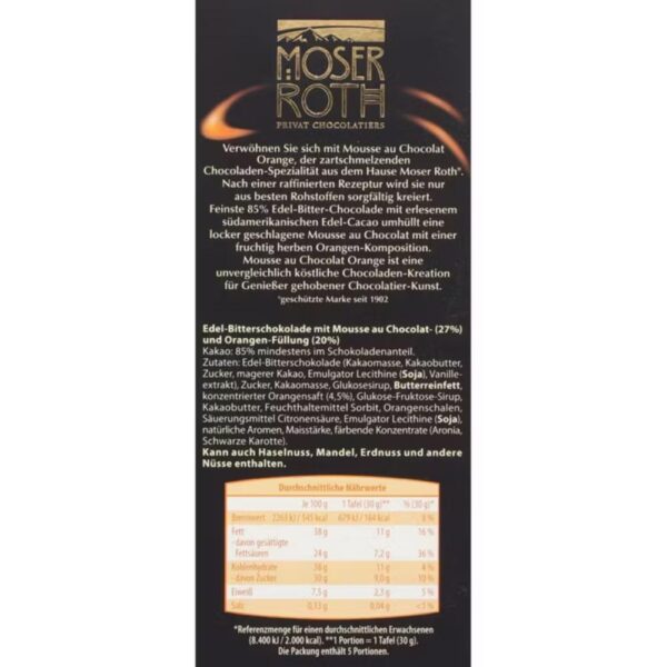 Ciocolata fina Moser Roth portocale 150g