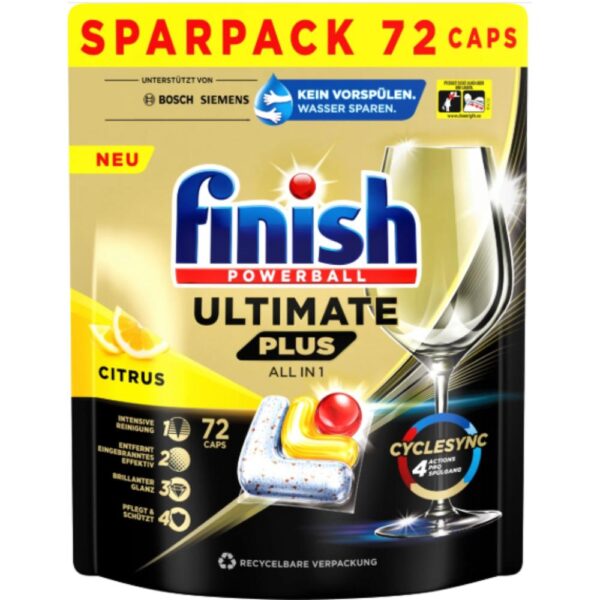 Finish Powerball Ultimate Plus Citrus 72 bucati