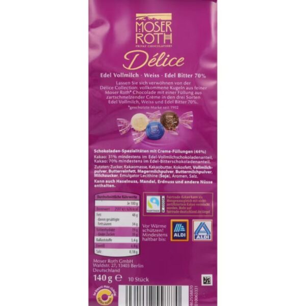 Praline Moser Roth Delice Collection 140g(a)