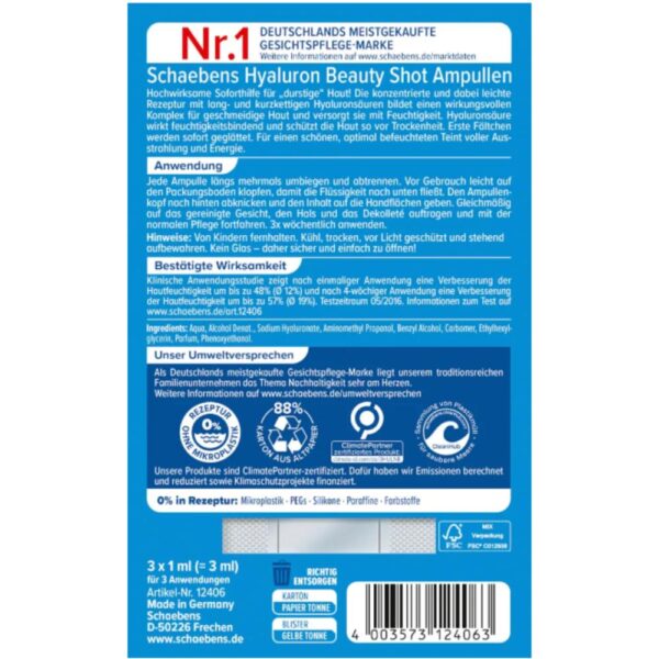 Fiole hidratante Schaebens Hyaluron 3x1ml(a)