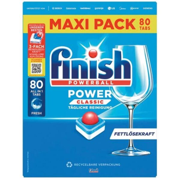 Tablete Finish Powerball Classic 80 bucati