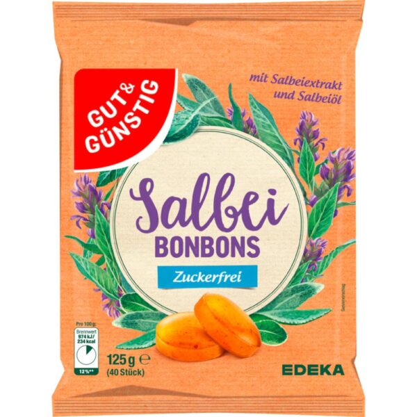 Gut&Gunstig bomboane Salvie fara zahar 125g